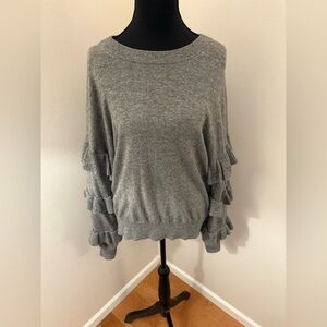 Gray Ruffle Sleeve Sweater